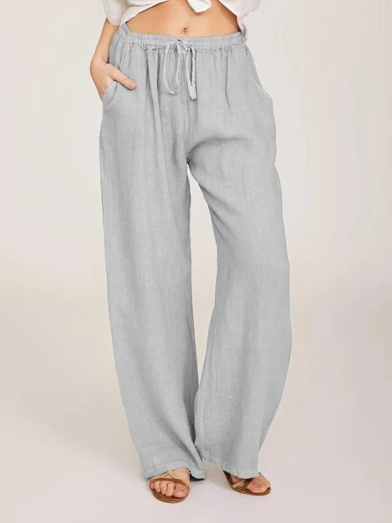 Summer and Autumn New Casual Women's Wear in Europe, America, and Europe Large Loose Cotton Hemp Casual Pants - 3KDyn